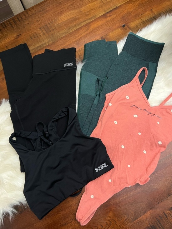 PINK Victoria's Secret Pants - Victoria’s Secret PINK Activewear Bundle XS Leggings Sports Bra Bodysuit Set 4pc